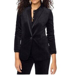 J. Crew Velvet One Button Blazer Jacket Sz 16 Black Holiday Party